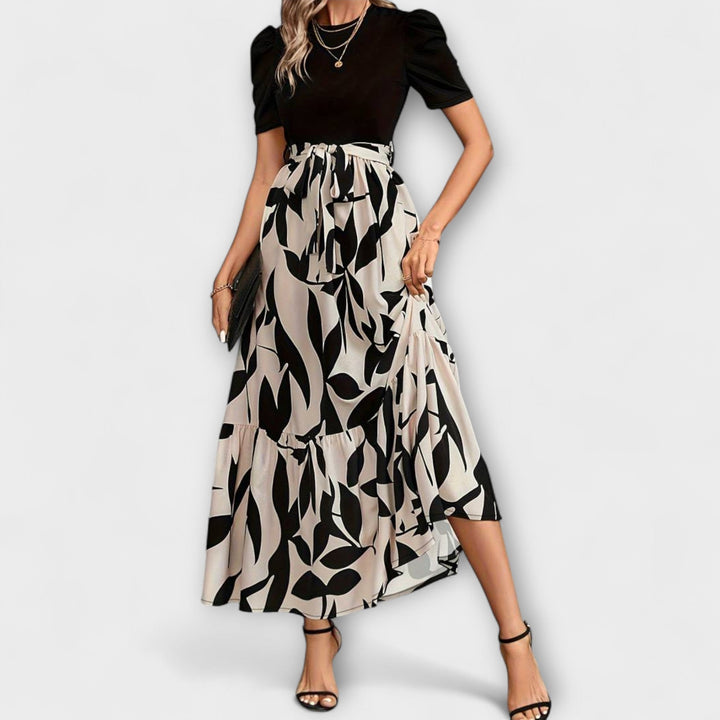 Luna - Letní šaty s květinovým vzorem a kulatým výstřihem