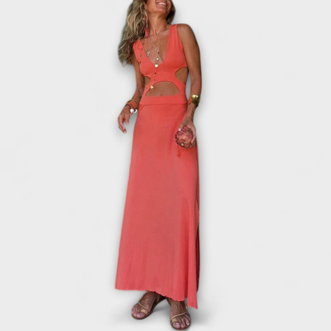 Ella - Eleanor Tie-Dye Výřez Šaty s Rozparky