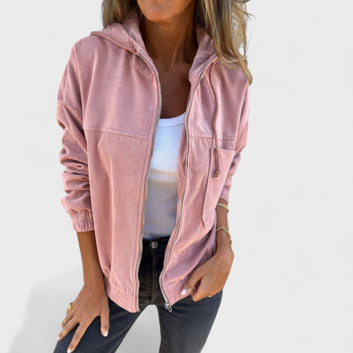 Veronika - Sametová bunda s kapucí a zipem