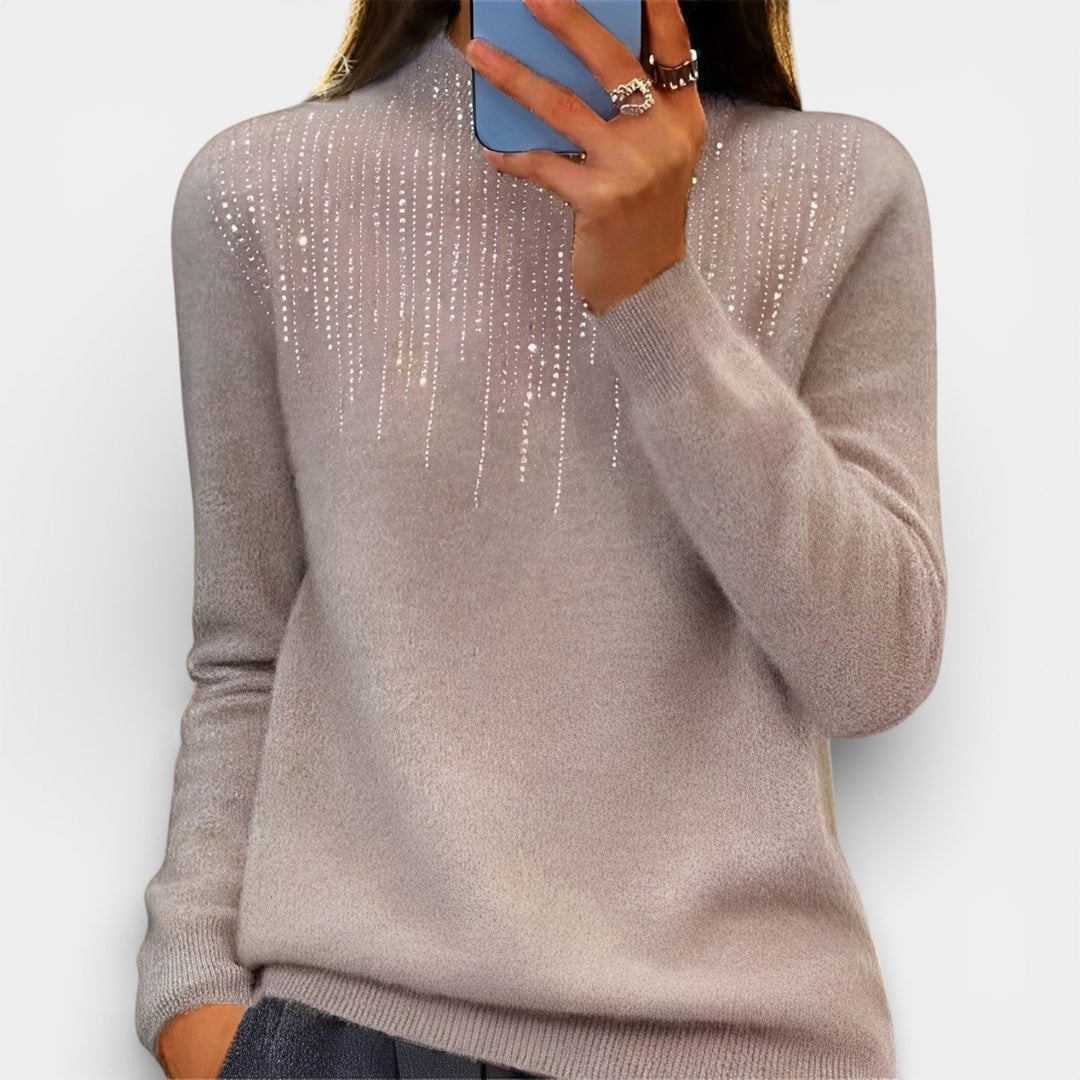 Jolanta – Dámský svetr s polo límcem a jemným leskem