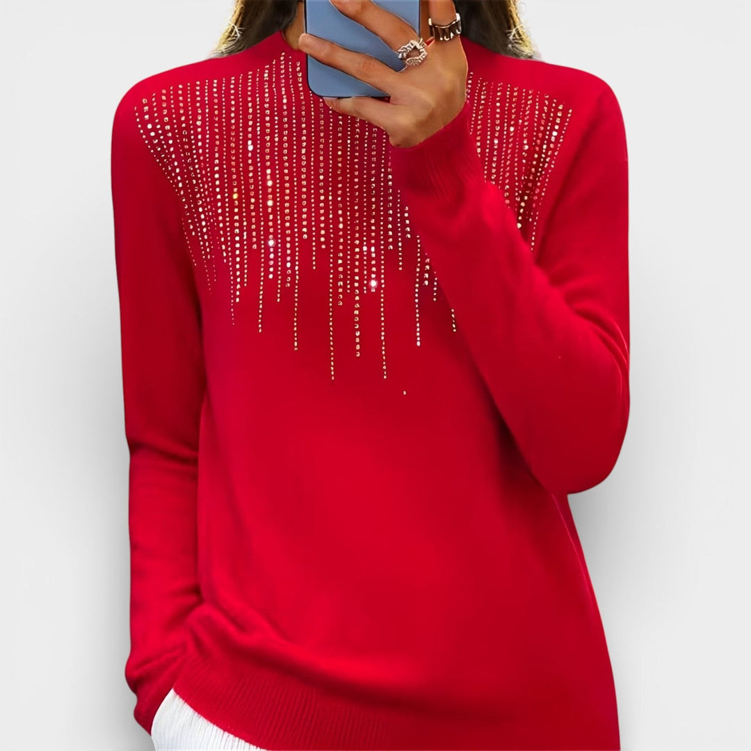 Jolanta – Dámský svetr s polo límcem a jemným leskem