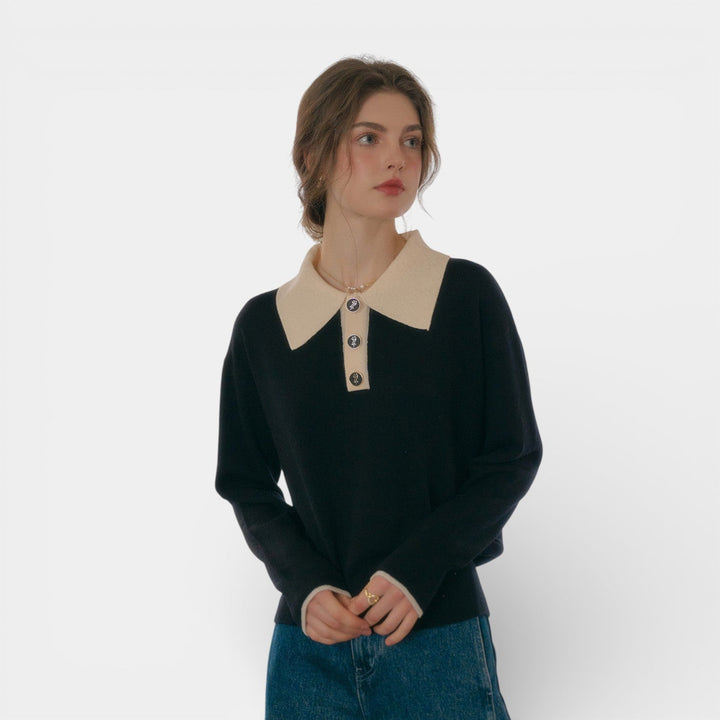 Hanna – Svetr s elegantním polo límcem