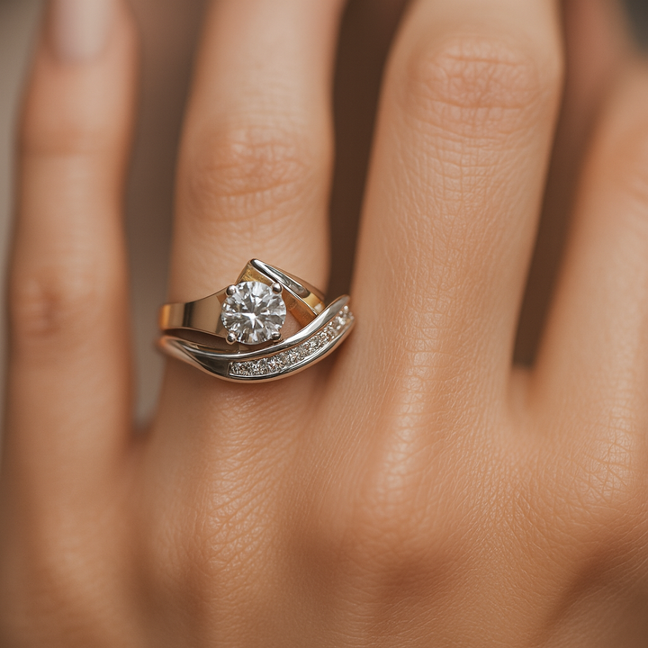 Karla - Vintage Nerovný Zlato- & Stříbrný Zirkonový Prsten