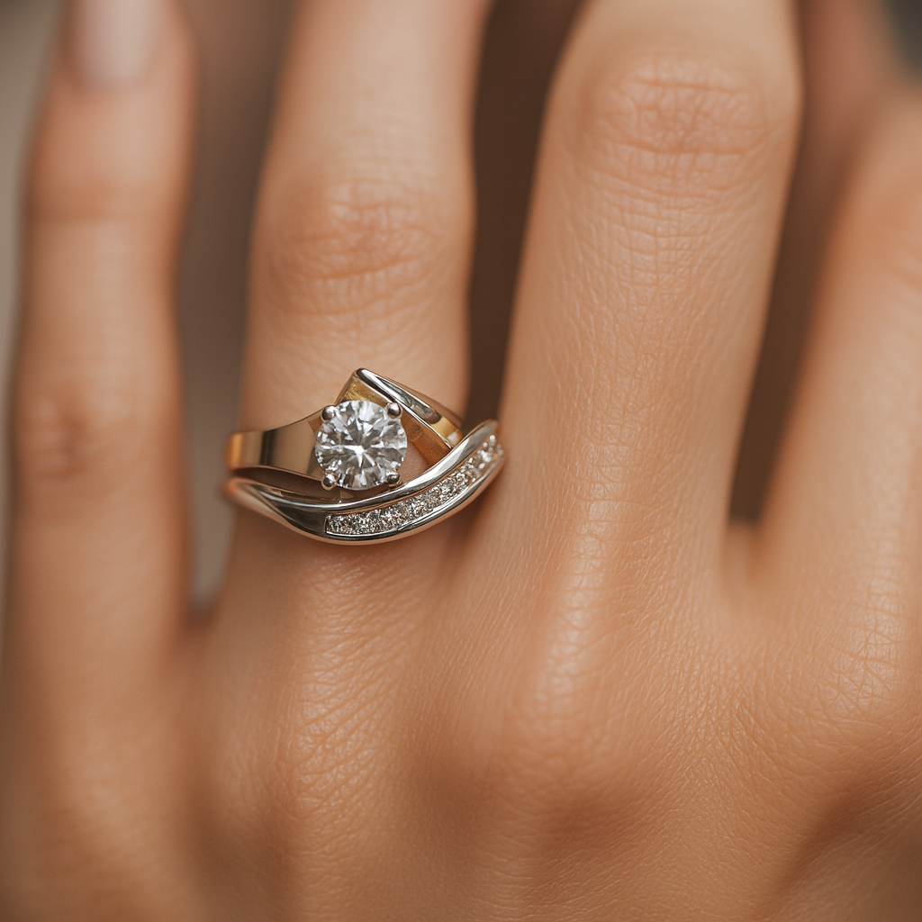 Karolína - Vintage Nepravidelný Zlato- & Stříbrný Zirkonový Prsten