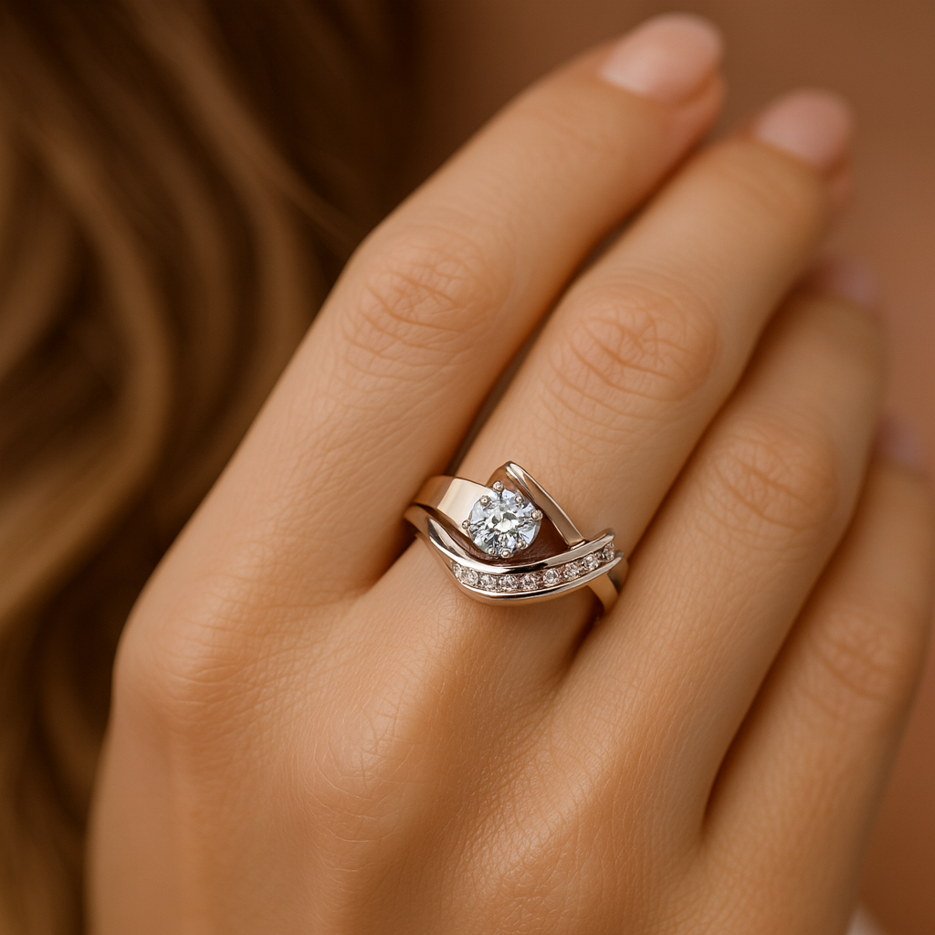 Karolína - Vintage Nepravidelný Zlato- & Stříbrný Zirkonový Prsten