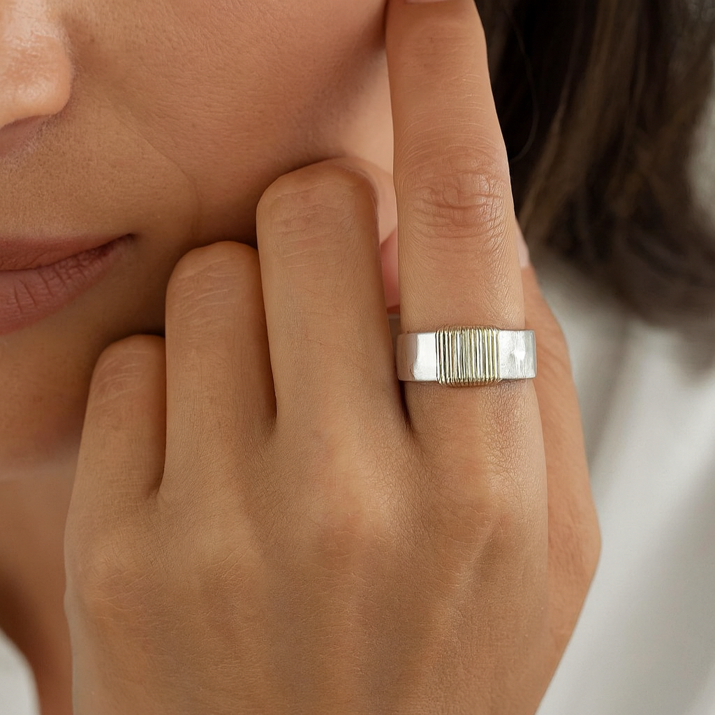 Emilie - Vintage zlatý stříbrný prsten