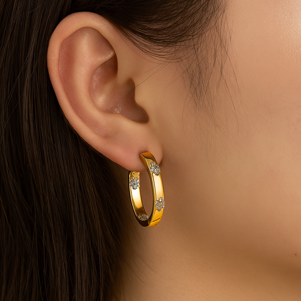 Aurelie - Vintage zlaté květinové náušnice