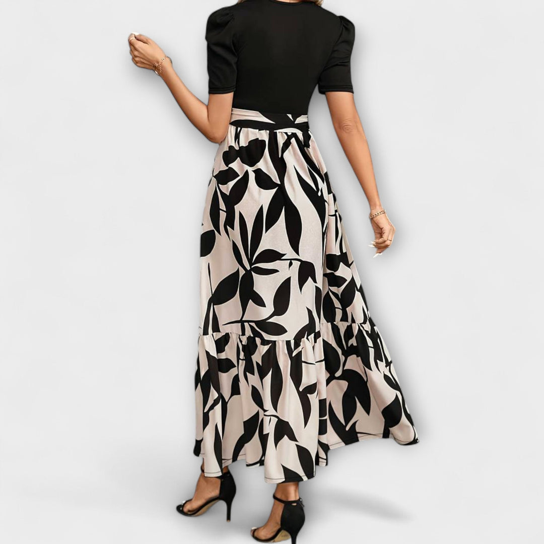 Luna - Letní šaty s květinovým vzorem a kulatým výstřihem