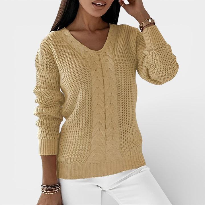 Elwira – Stylový pletený svetr s výstřihem do V