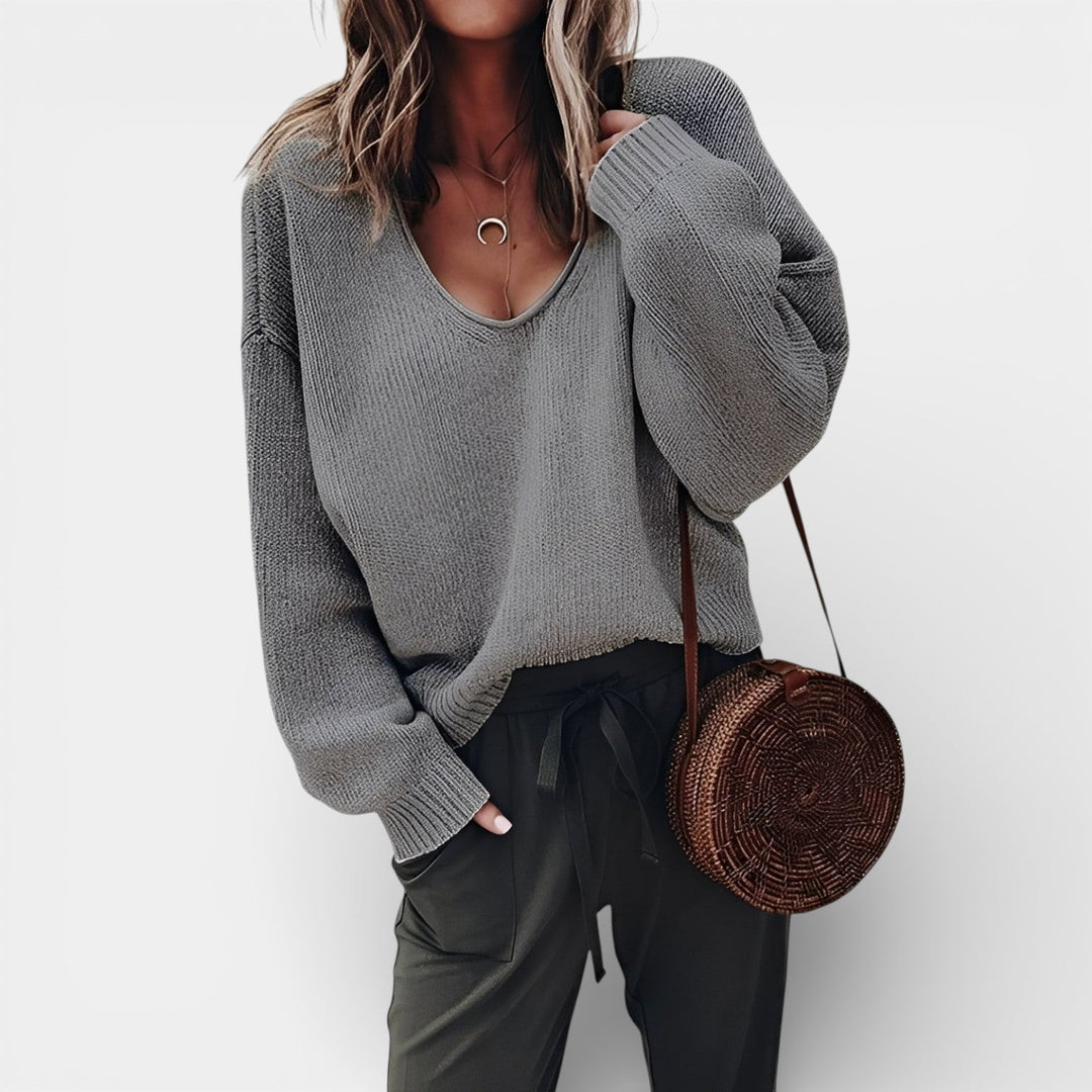 Martyna – Pletený svetr s výstřihem do V