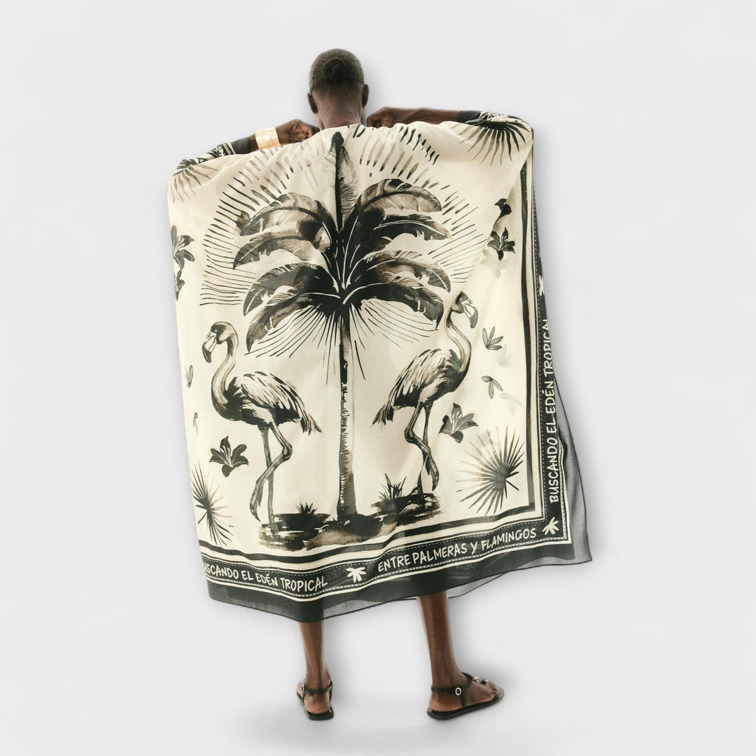 Melissa - Extra velký kaftan s potiskem plameňáka