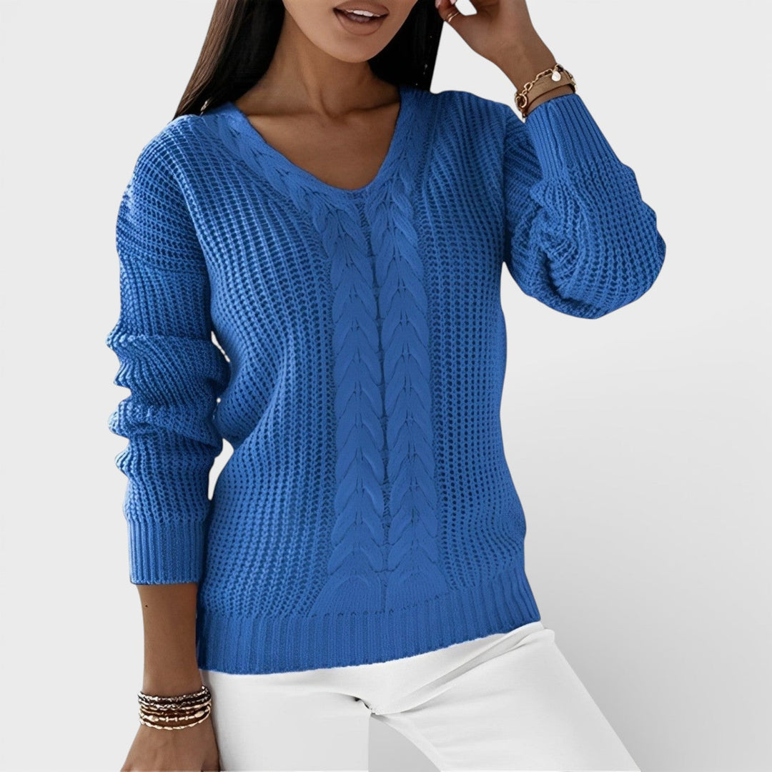 Elwira – Stylový pletený svetr s výstřihem do V