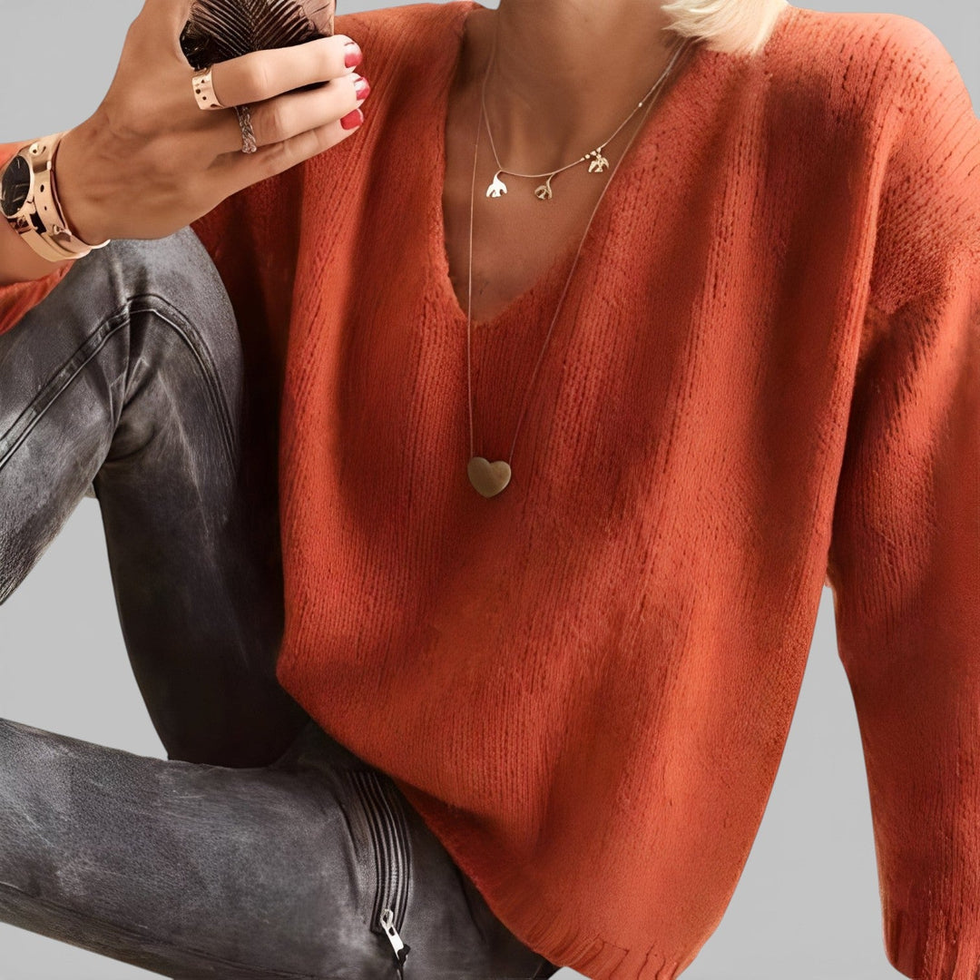 Sylwia – Volný dámský svetr s dlouhými rukávy