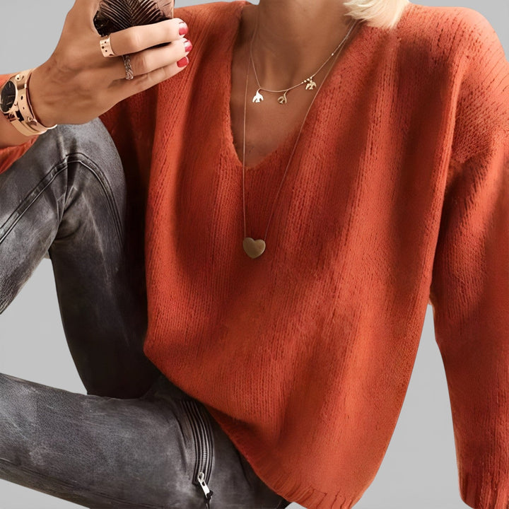 Sylwia – Volný dámský svetr s dlouhými rukávy