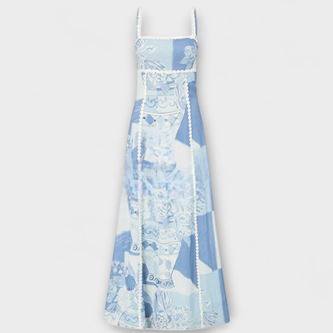 Terazza Ric Rac - Maxi šaty z lnu s rozšířeným střihem