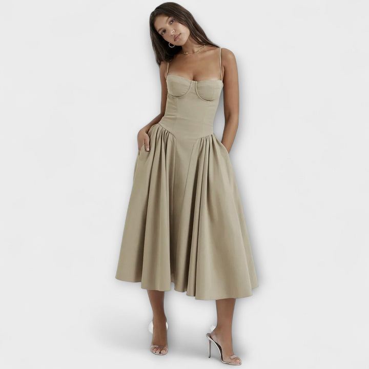 Rosalie - Elegantní bezrukávový korzetový šaty