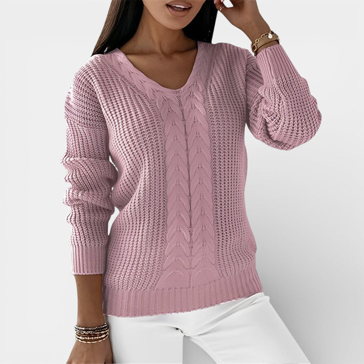 Elwira – Stylový pletený svetr s výstřihem do V