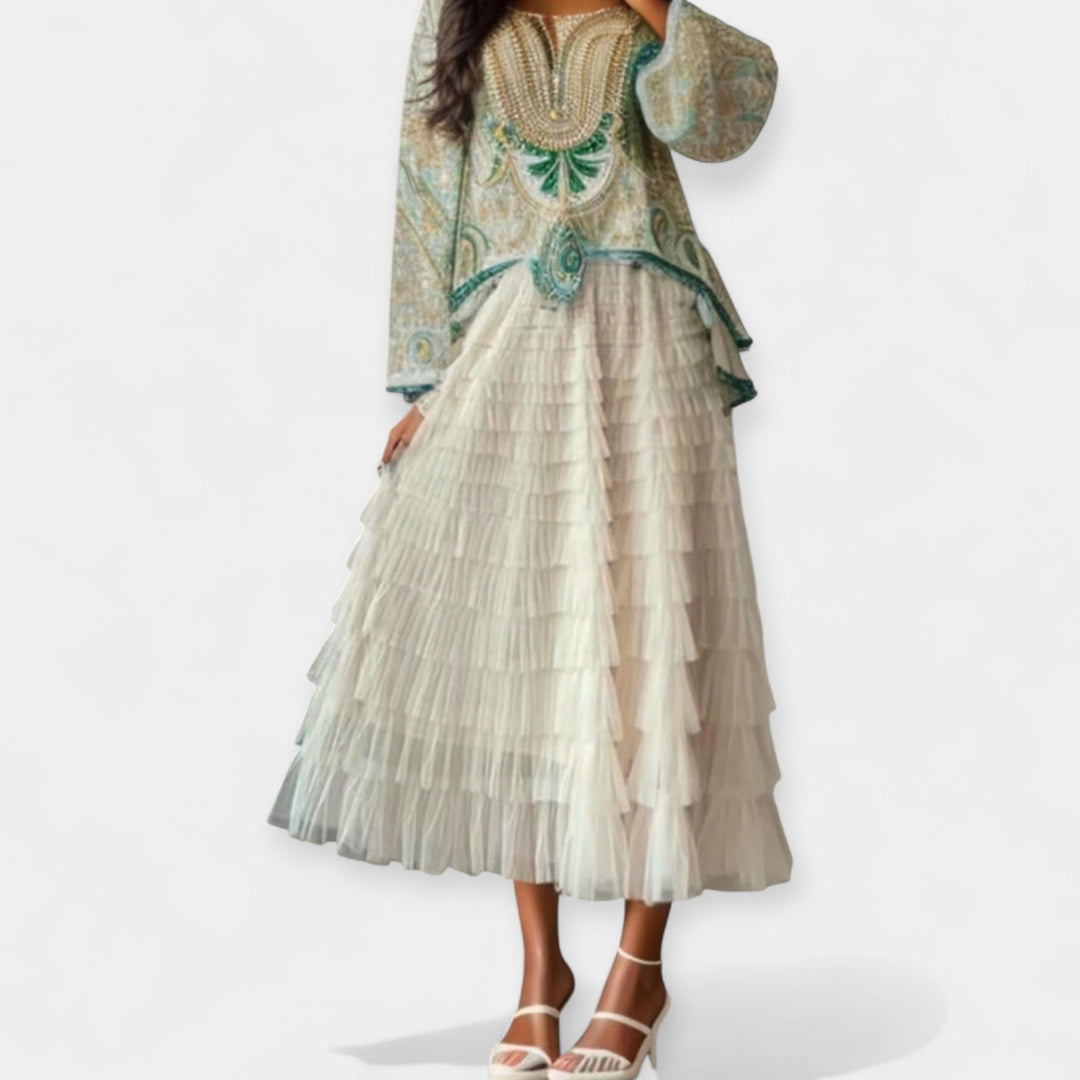 Kristýna - Elegantní Sukně s Tylovou Dekorativní Detail