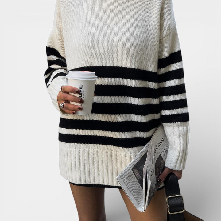 Marcelina – Svetr s pruhy a mock límcem