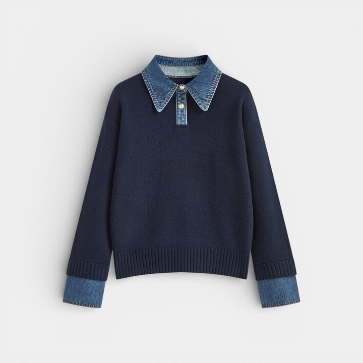 Kalina - Stylový svetr 2-v-1 s obráceným panelem