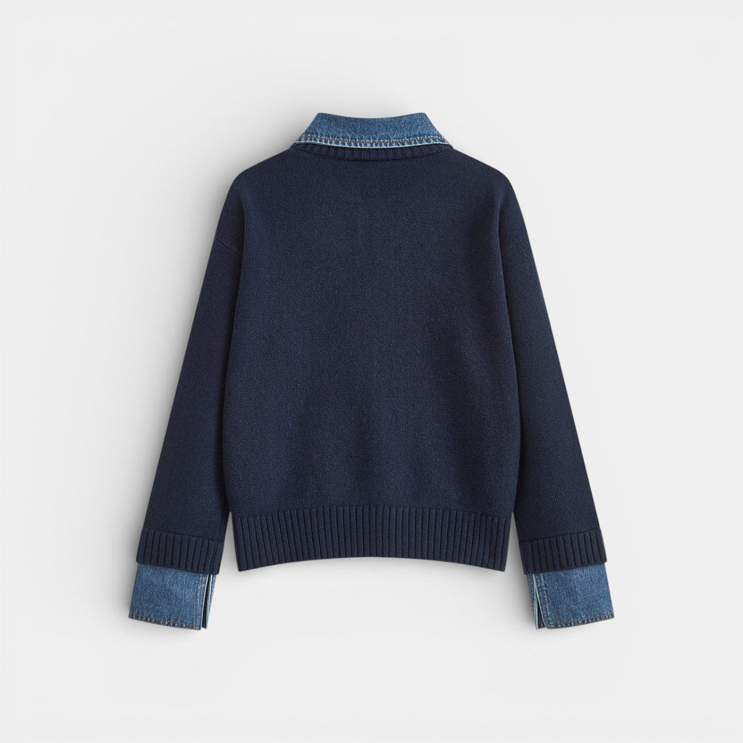 Kalina - Stylový svetr 2-v-1 s obráceným panelem