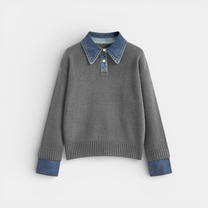 Kalina - Stylový svetr 2-v-1 s obráceným panelem