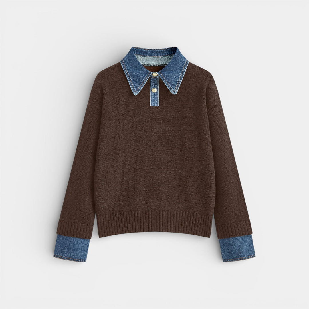 Kalina - Stylový svetr 2-v-1 s obráceným panelem