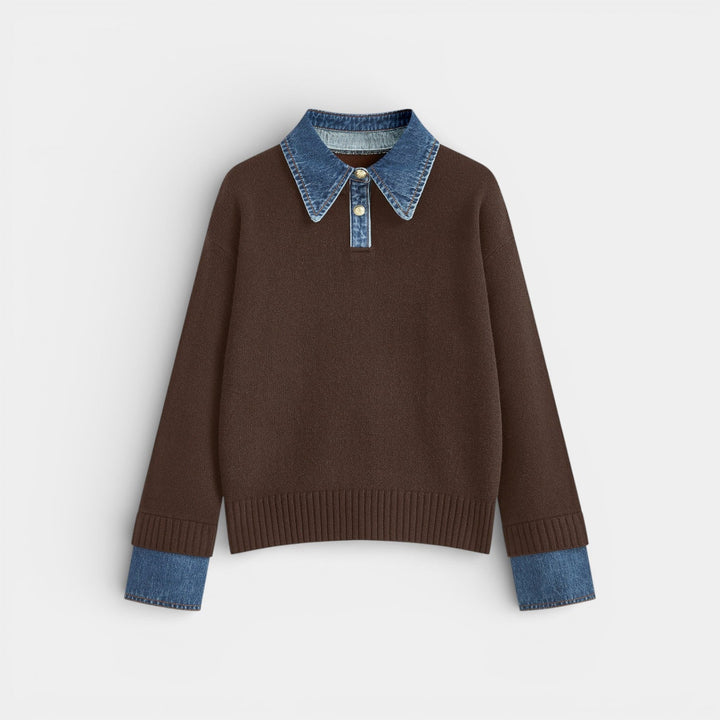 Kalina - Stylový svetr 2-v-1 s obráceným panelem