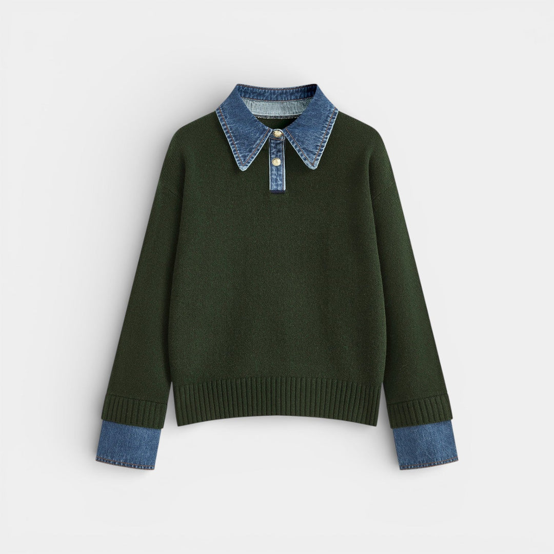 Kalina - Stylový svetr 2-v-1 s obráceným panelem