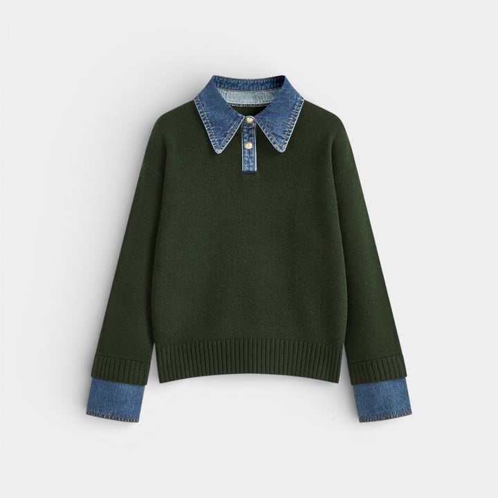 Kalina - Stylový svetr 2-v-1 s obráceným panelem