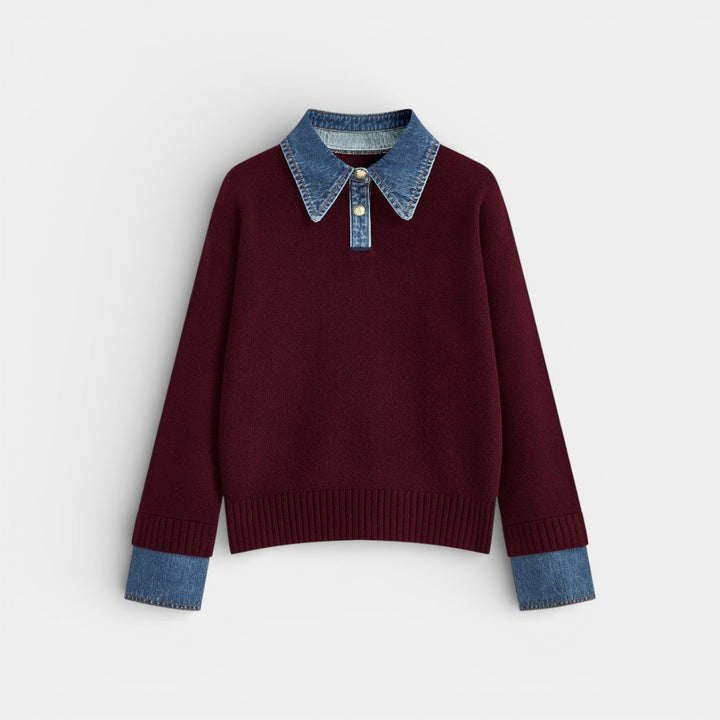 Kalina - Stylový svetr 2-v-1 s obráceným panelem