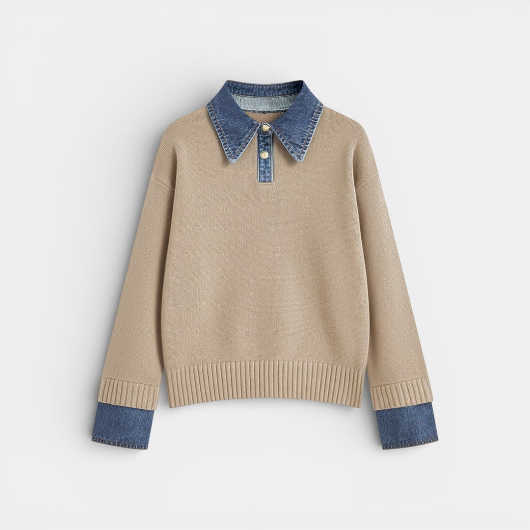 Kalina - Stylový svetr 2-v-1 s obráceným panelem