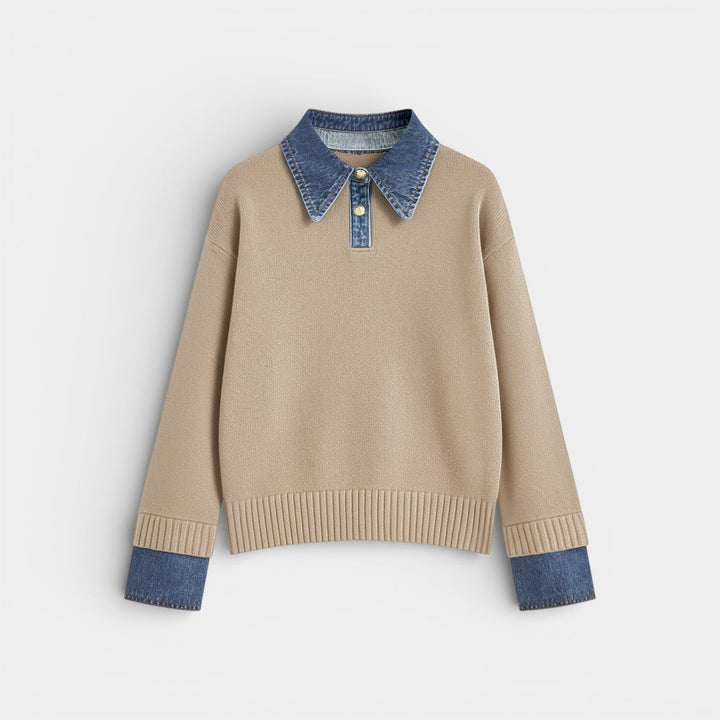 Kalina - Stylový svetr 2-v-1 s obráceným panelem