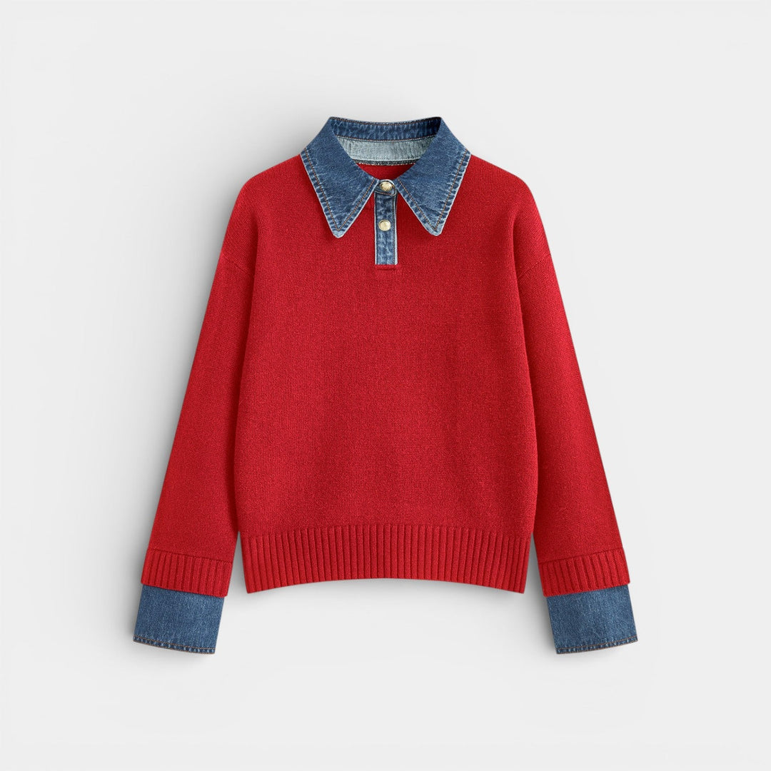 Kalina - Stylový svetr 2-v-1 s obráceným panelem