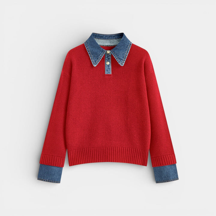 Kalina - Stylový svetr 2-v-1 s obráceným panelem