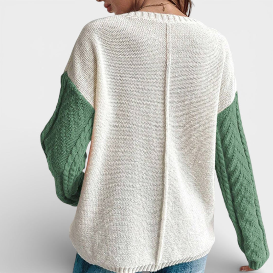 Natálie – Pletený svetr se sníženými rameny a kapsou