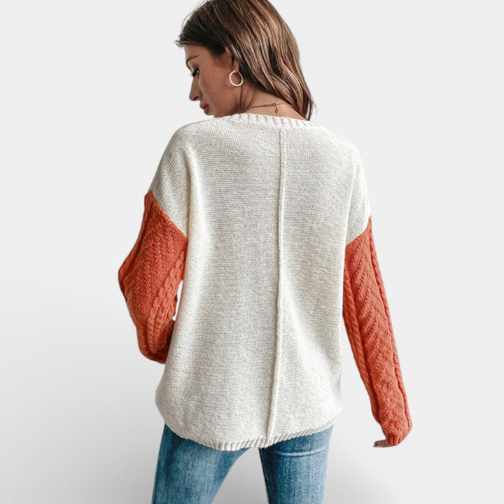 Natálie – Pletený svetr se sníženými rameny a kapsou