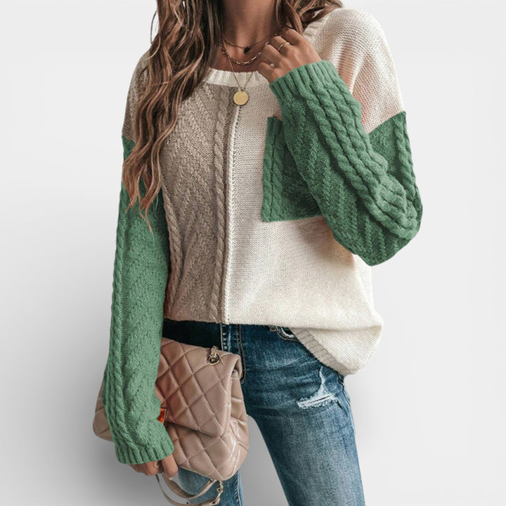 Natálie – Pletený svetr se sníženými rameny a kapsou