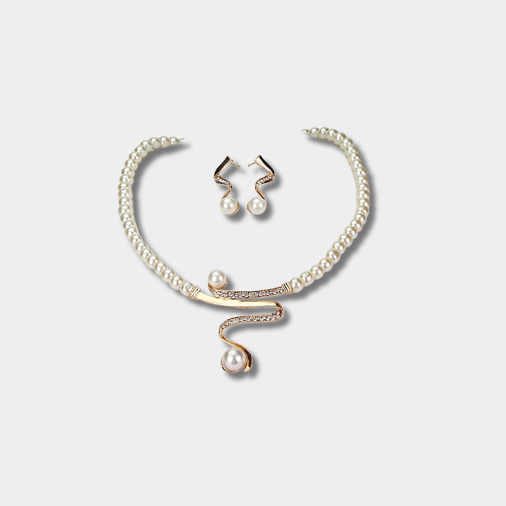 Susanna - Přírodní perlový náhrdelník + náušnice set