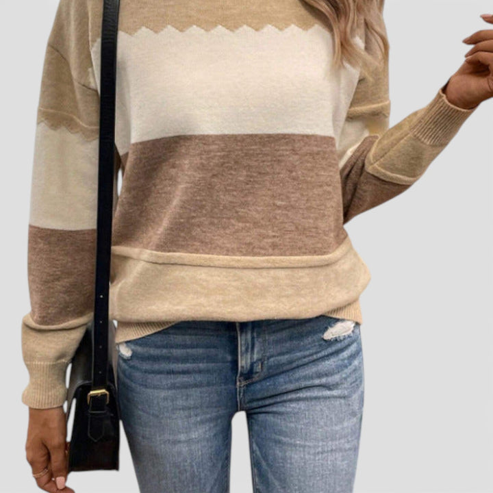 Emilia – Svetr v jemných odstínech s barevnými bloky