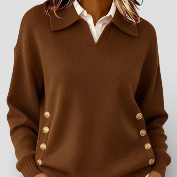 Ilona – Elegantní pletený svetr s detaily knoflíků