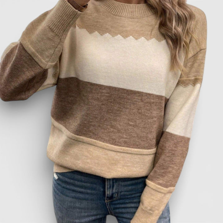 Emilia – Svetr v jemných odstínech s barevnými bloky