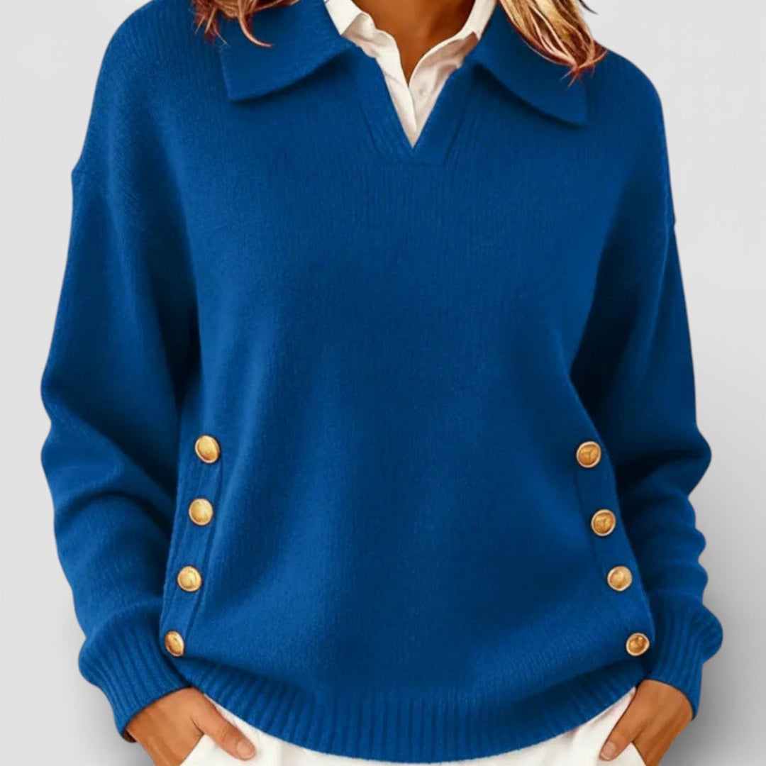 Ilona – Elegantní pletený svetr s detaily knoflíků