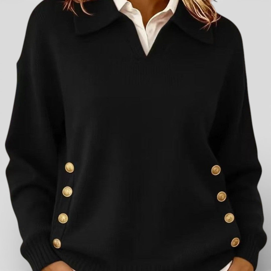 Ilona – Elegantní pletený svetr s detaily knoflíků