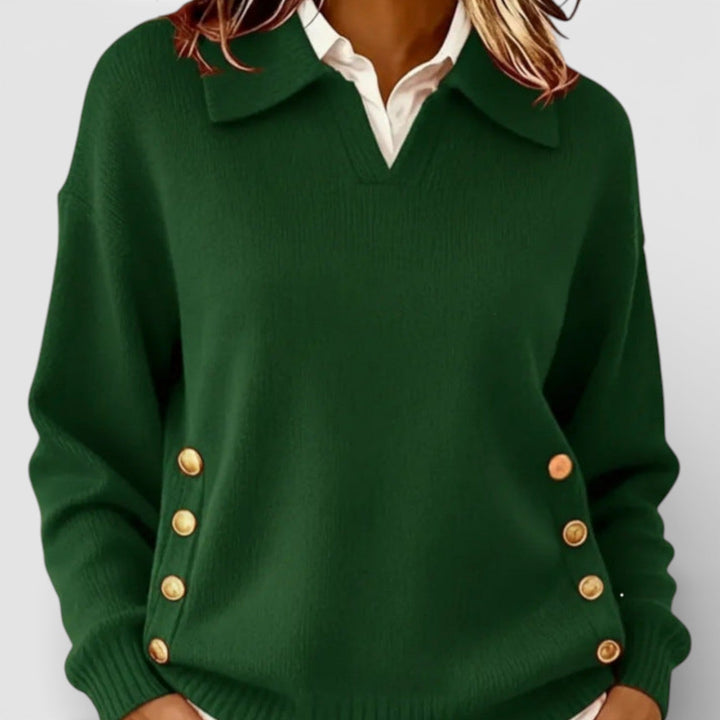 Ilona – Elegantní pletený svetr s detaily knoflíků