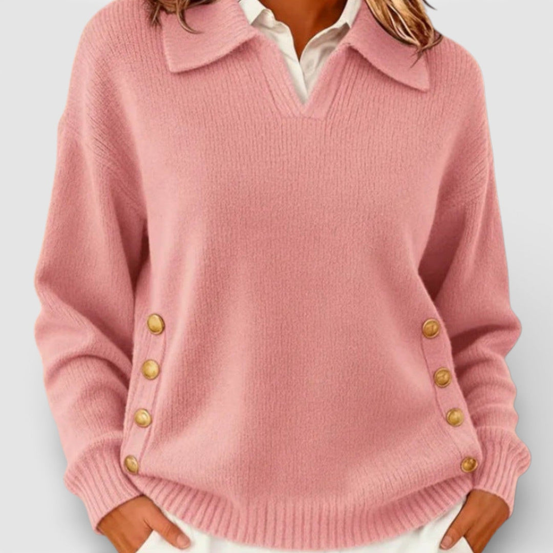Ilona – Elegantní pletený svetr s detaily knoflíků