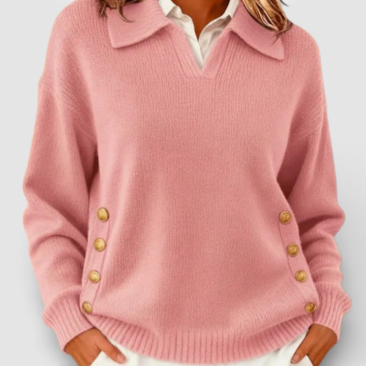 Ilona – Elegantní pletený svetr s detaily knoflíků