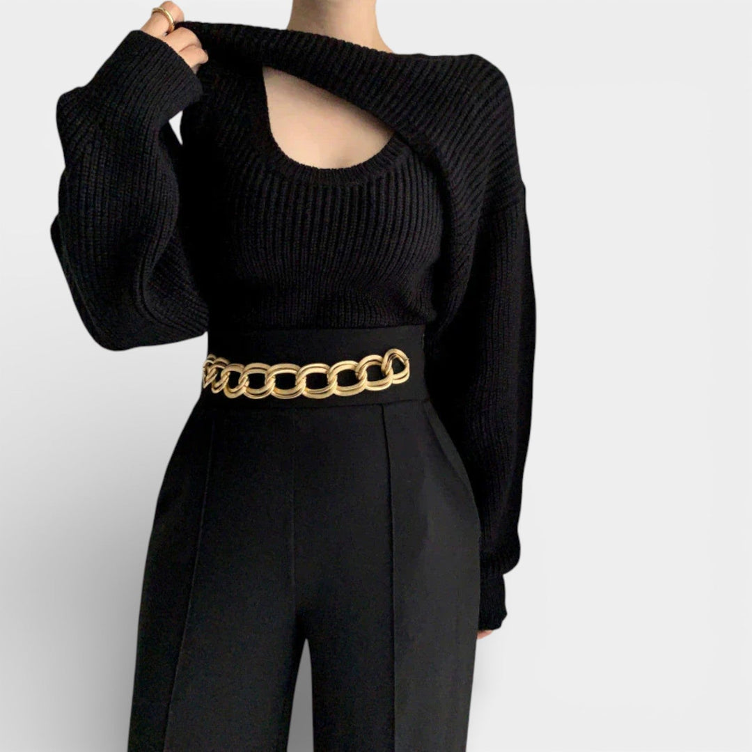 Kalina – Pletený svetr s výřezem u výstřihu