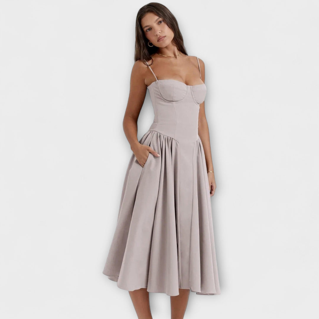 Rosalie - Elegantní bezrukávový korzetový šaty