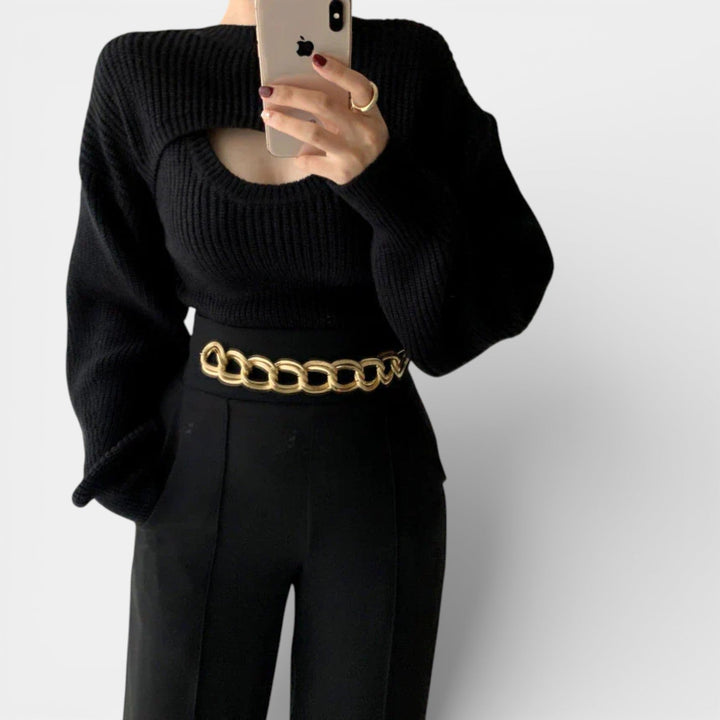 Kalina – Pletený svetr s výřezem u výstřihu